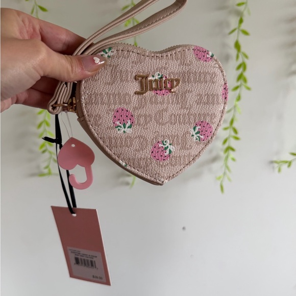 Juicy Couture Handbags - Juicy Couture Pink Heart-Shaped Wristlet with Strawberry Print
